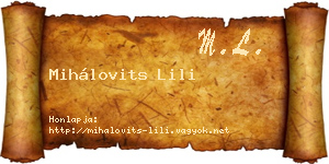 Mihálovits Lili névjegykártya